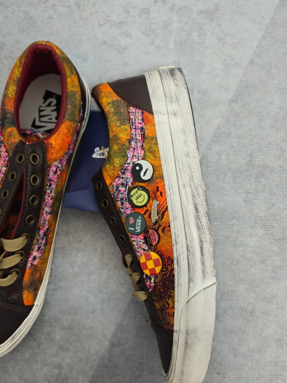 Vans‑Inspired Old Skool Retro Patchwork Canvas‑Leather Skate Shoes Full Box - Picture 4 of 8